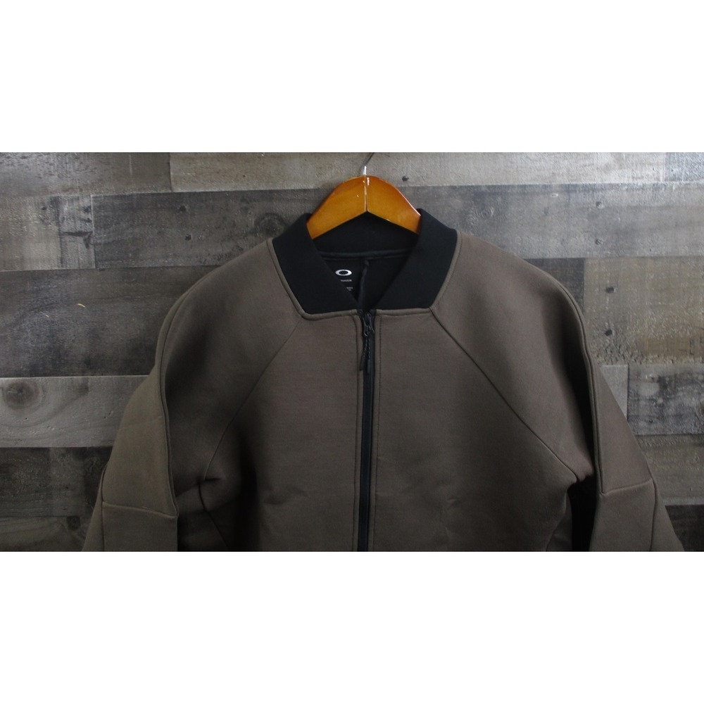 Oakley Jacket Mens Large Brown Black Bomber Full Zip Performance Fit Raglan